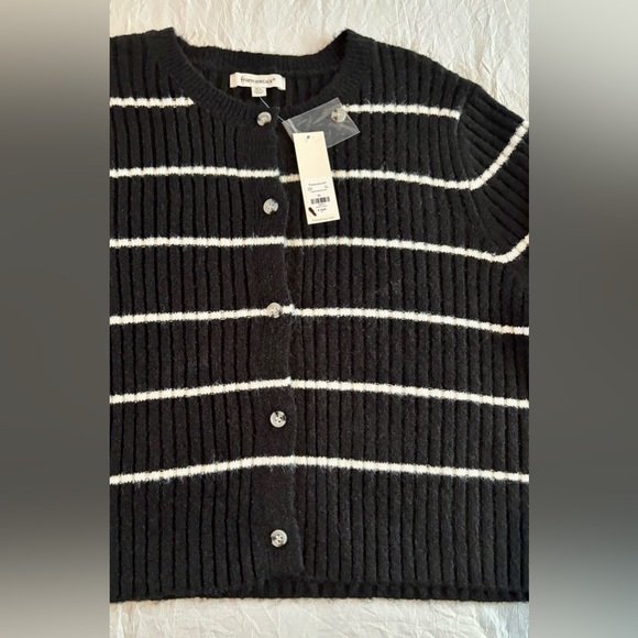 Francesca's Collections Striped Black and White Cardigan - Picture 2 of 4